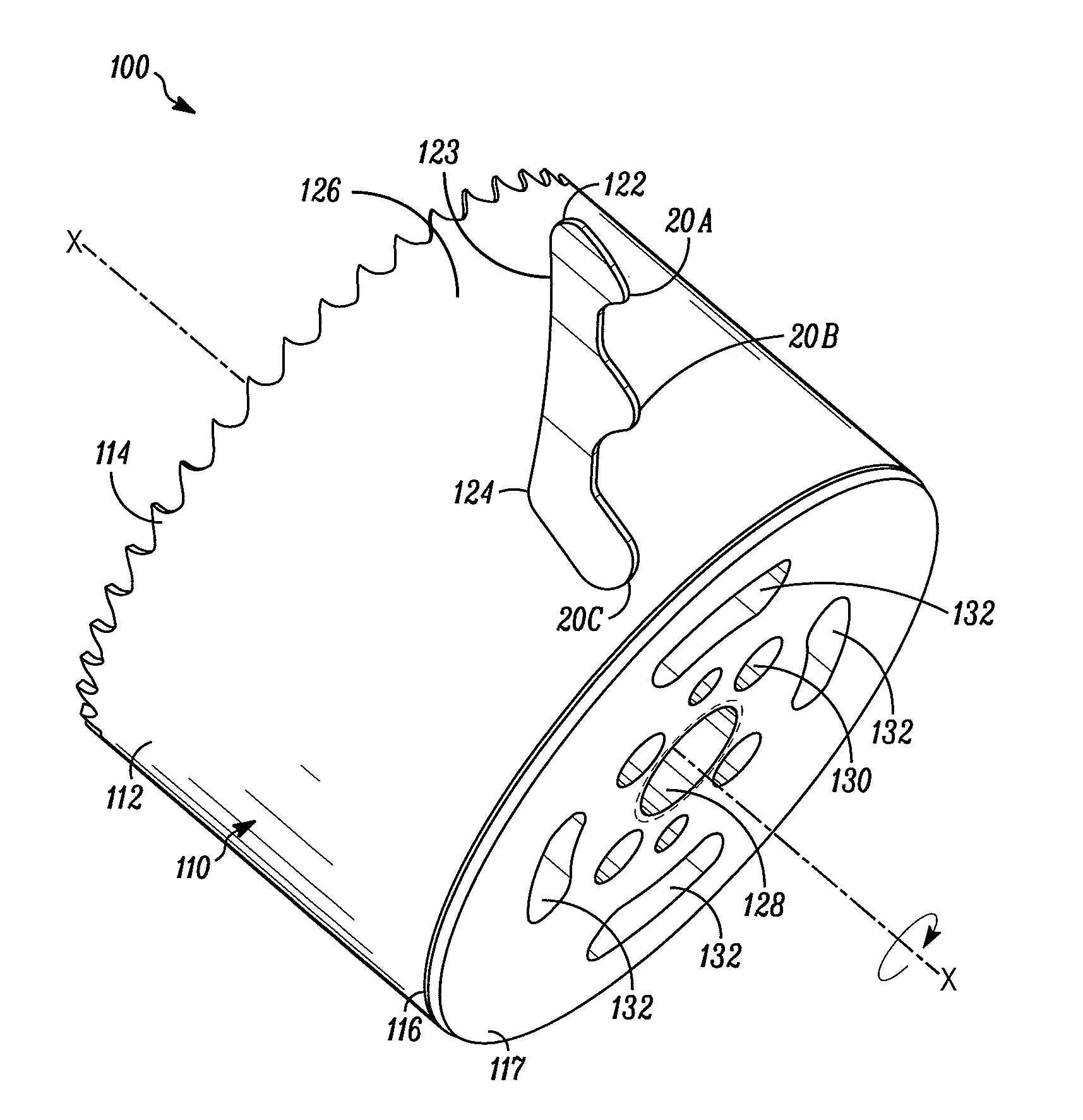Hole Cutter with Axially-Elongated Aperture Defining Multiple Fulcrums