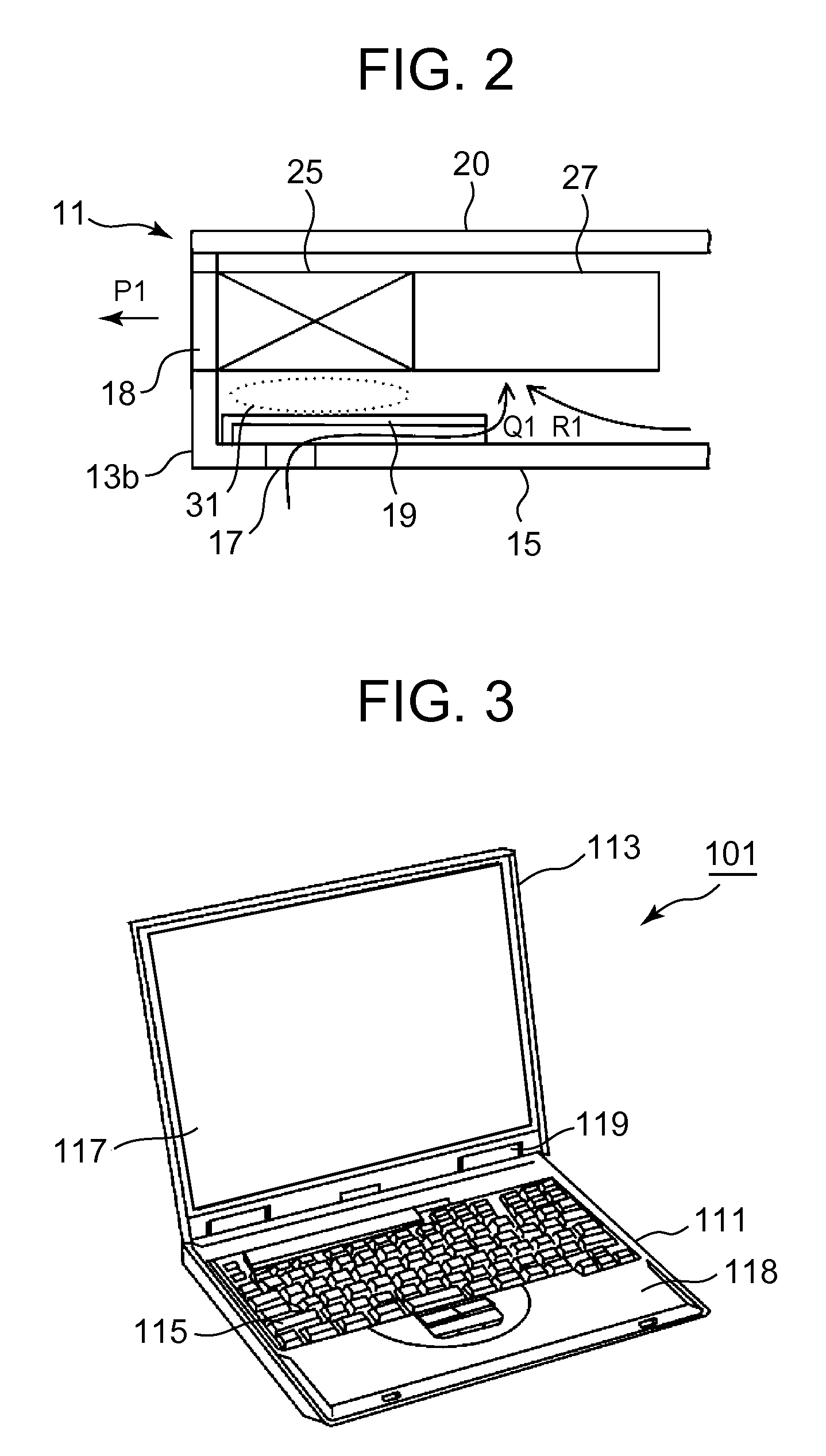 Housing temperature suppressing structure in electronic device and portable computer