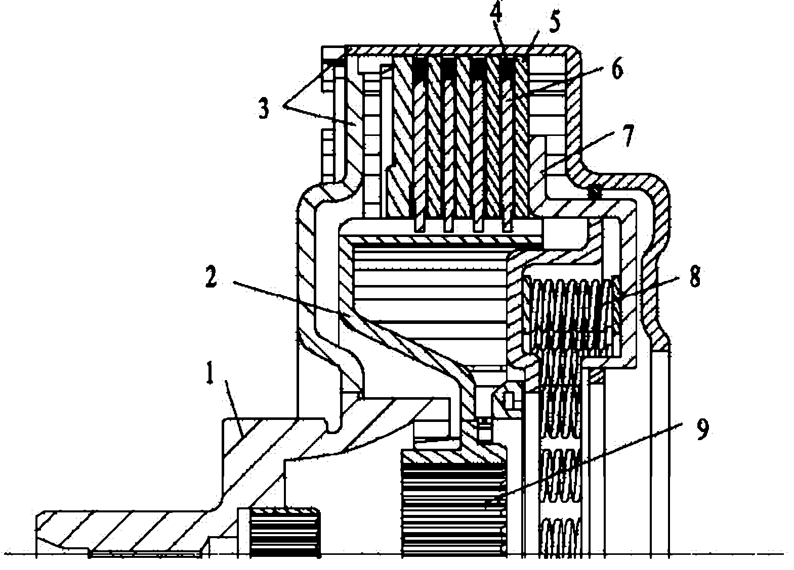 Device for reducing towing loss and abrasion of wet dual-clutch
