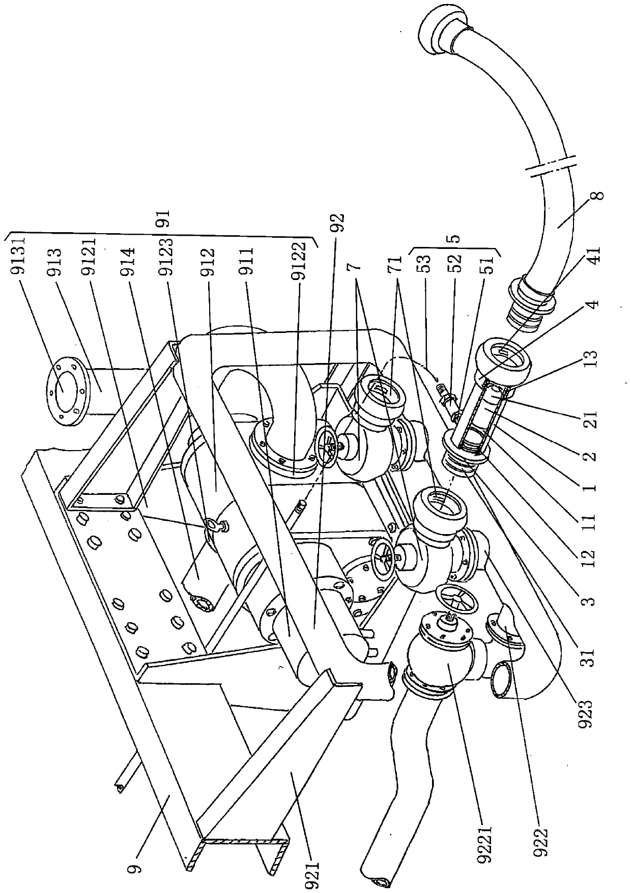 Foam recovery device and foam fire fighting truck equipped with foam recovery device