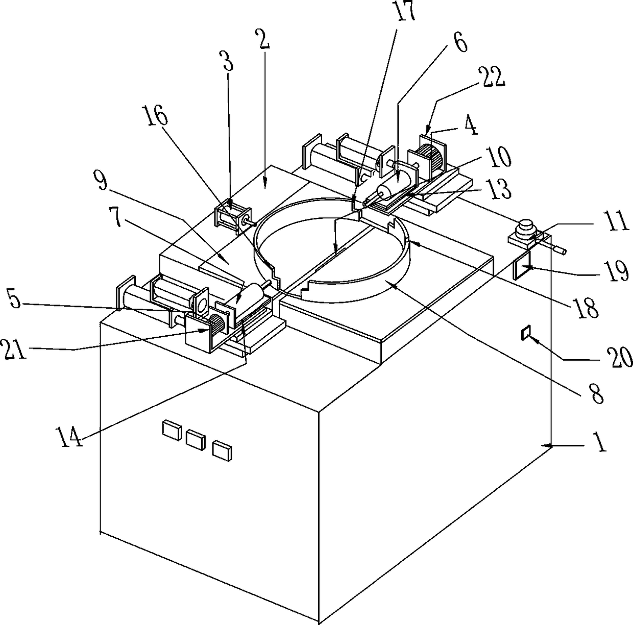 Double-cutting type one-time forming manufacturing device for bamboosplit steaming basket