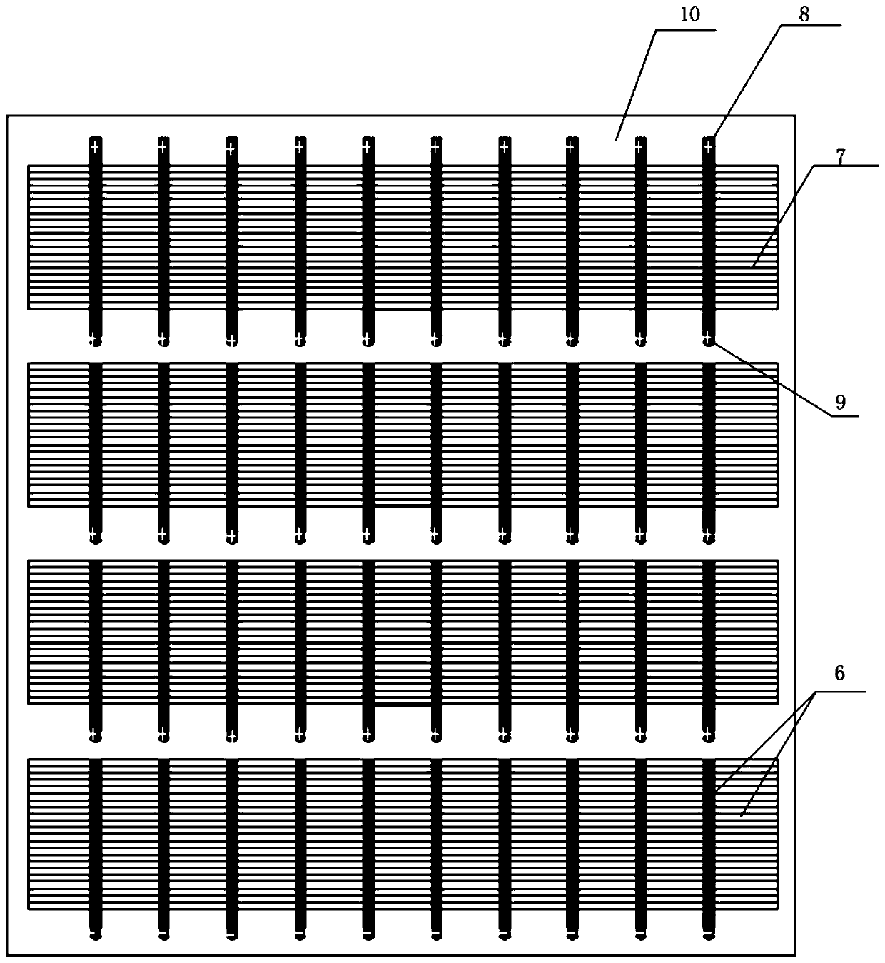 Water-blocking front plate integrated with solar cell interconnection and processing method thereof