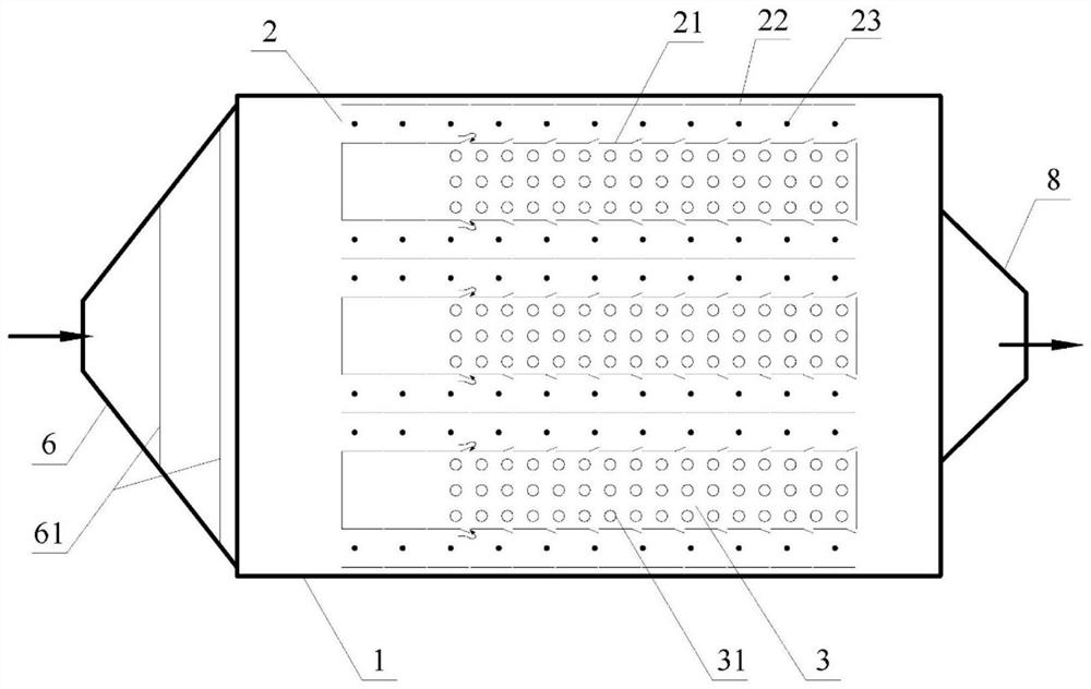 Asymmetric electrostatically enhanced electrostatic bag-coupled precipitator