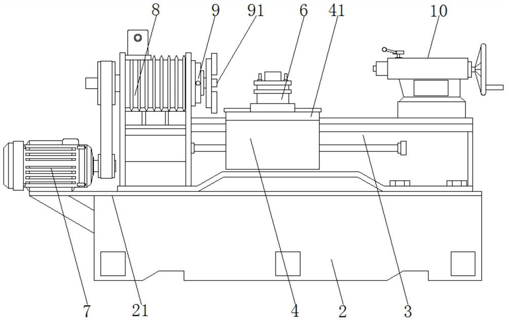 Fully infinitely variable speed numerical control lathe based on double triangular guide rails