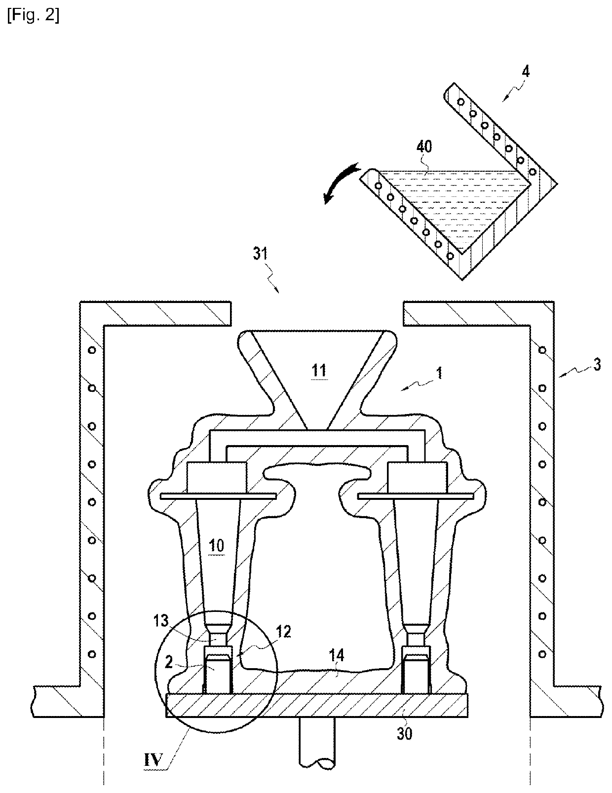 Mould for manufacturing a component by pouring metal and epitaxial growth, and associated manufacturing method