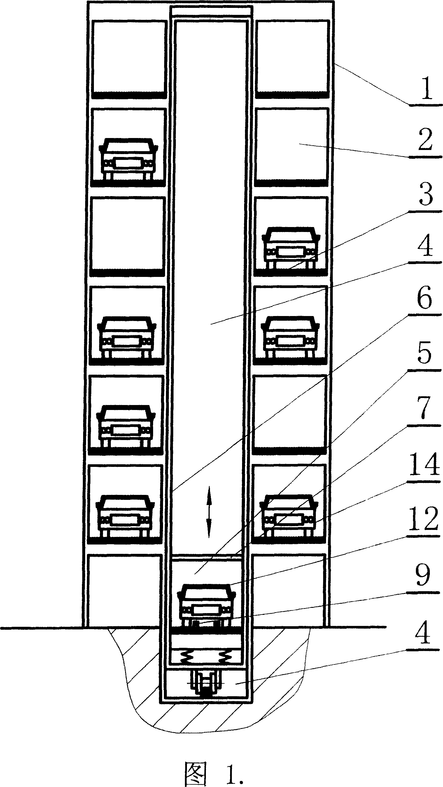 Single lane stacker transport apparatus taking sending type rollaway parking equipment