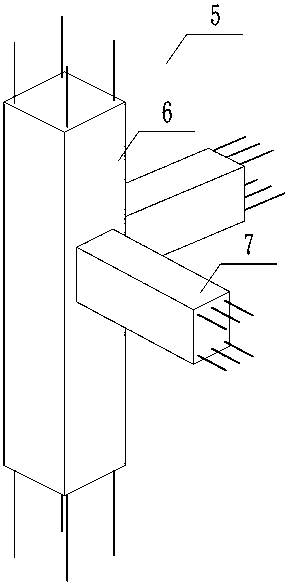 Plate-beam-column shock (vibration) isolation connecting device