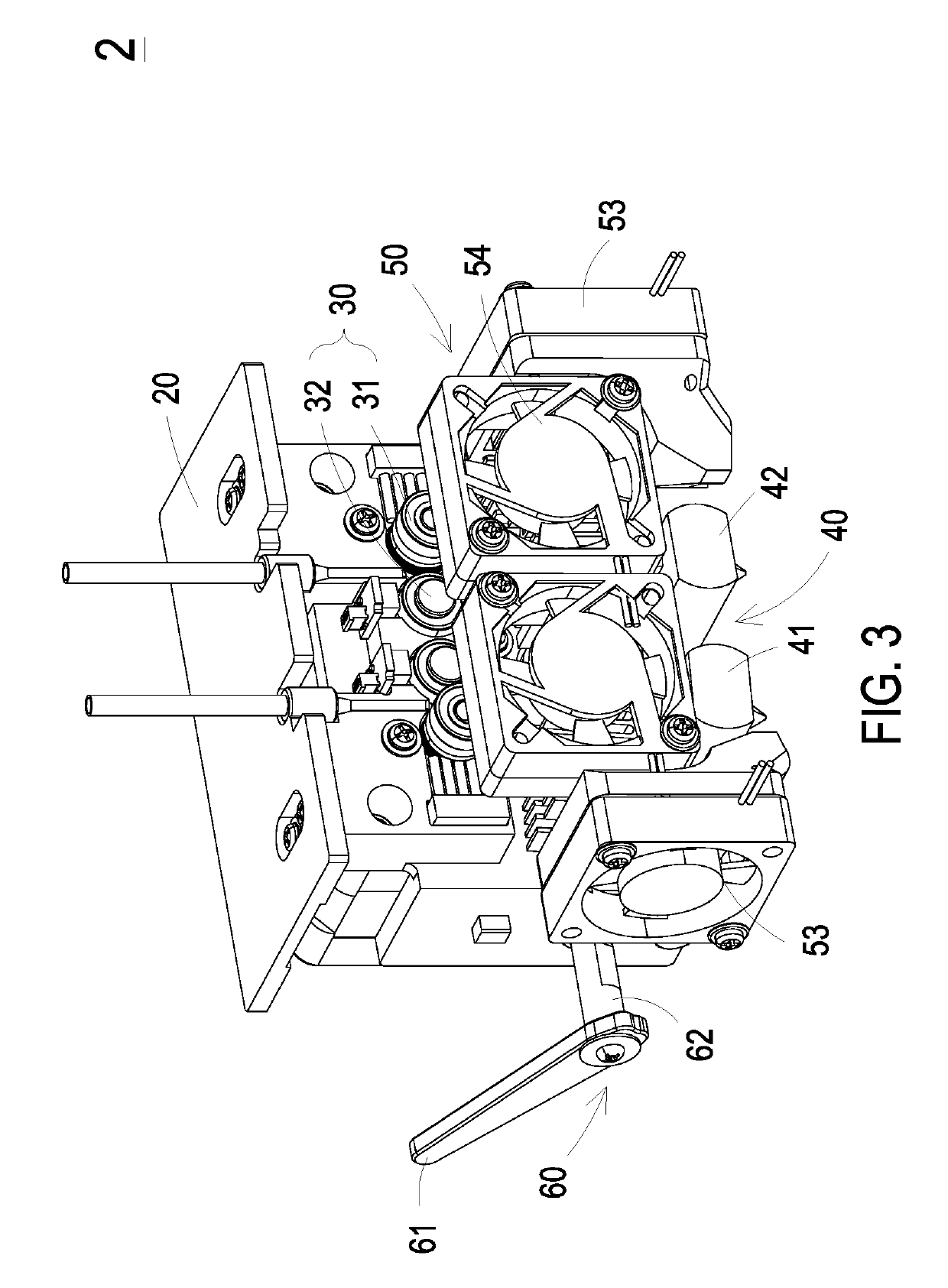 Dual printhead assembly and 3D printing apparatus using same