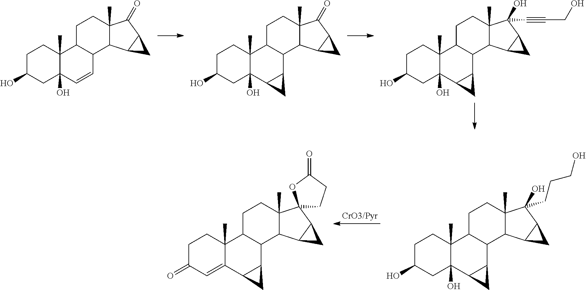 Process for obtaining 17-spirolactones in steriods