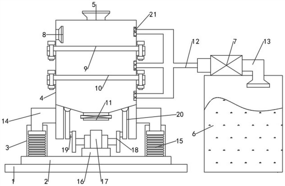 Rice screening device with dust removal function