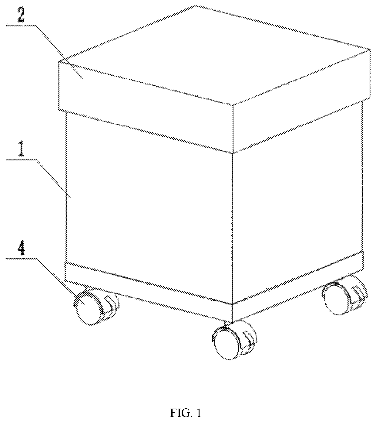 Folding storage stool on wheels