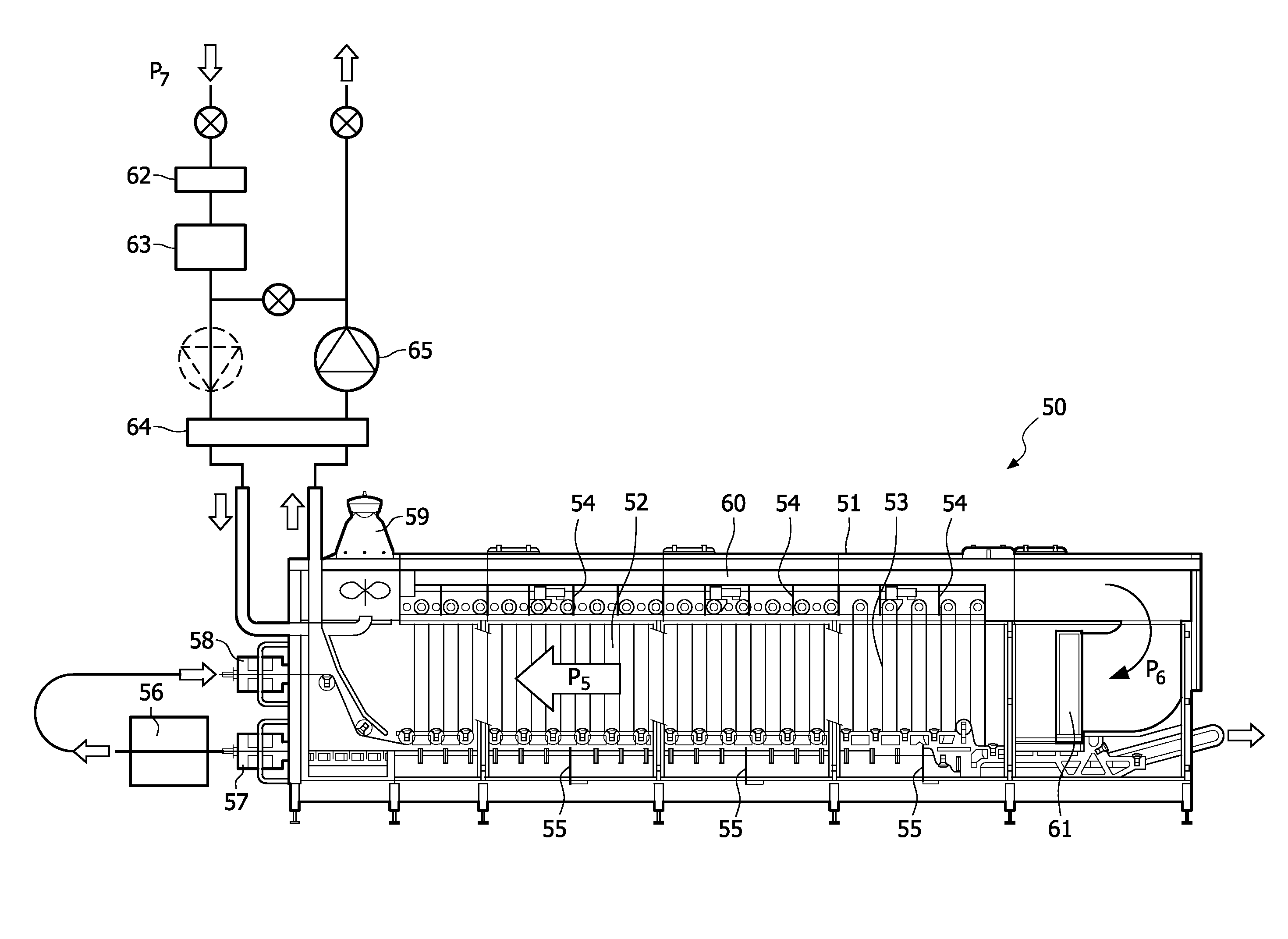 Device for treating elongate food products with a conditioned airflow