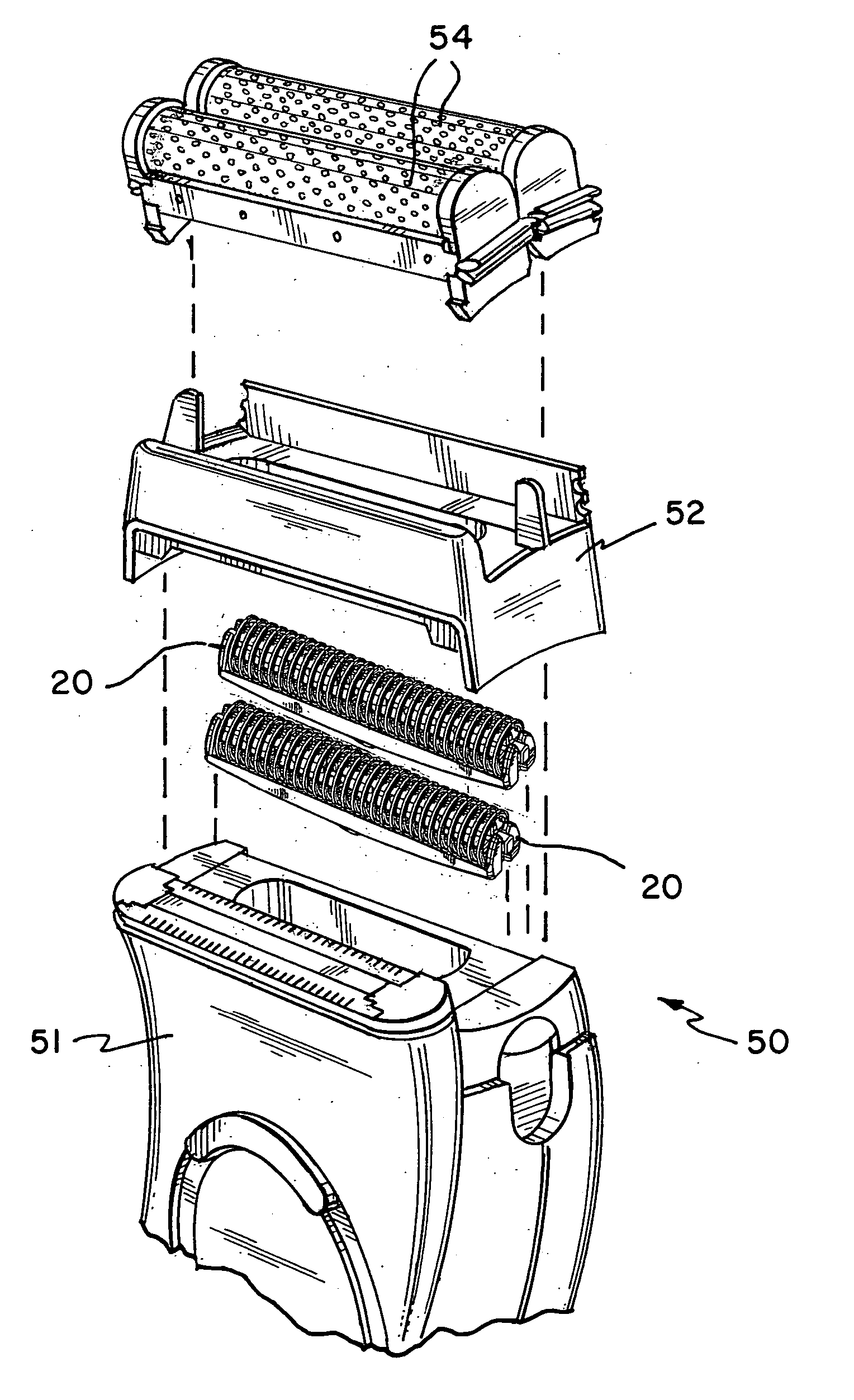 Cutting system construction for electric dry foil shavers