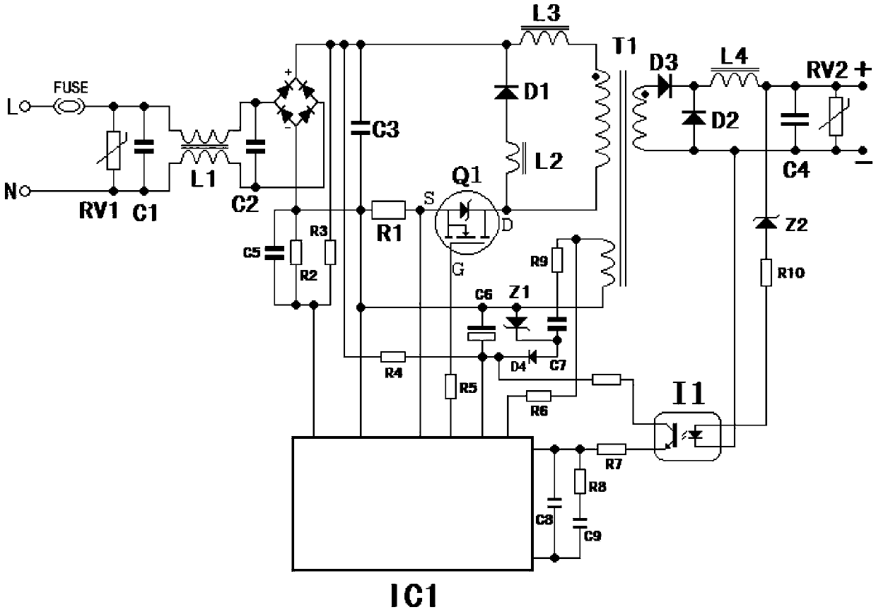 A series topology LED switching power supply circuit