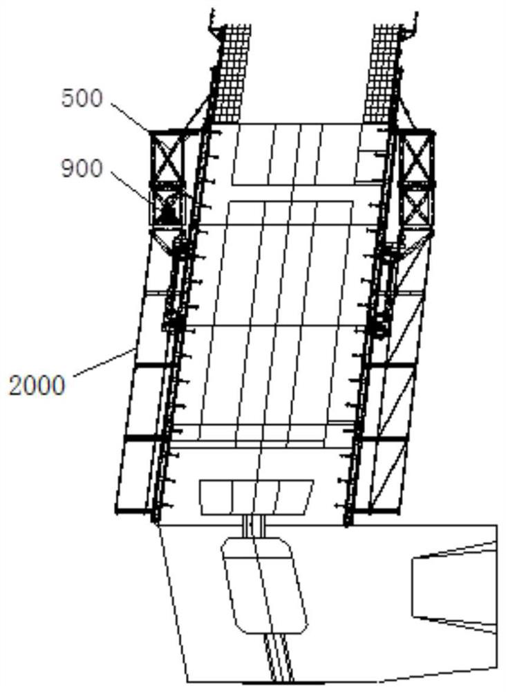Large-dip-angle main tower integrated tower building device