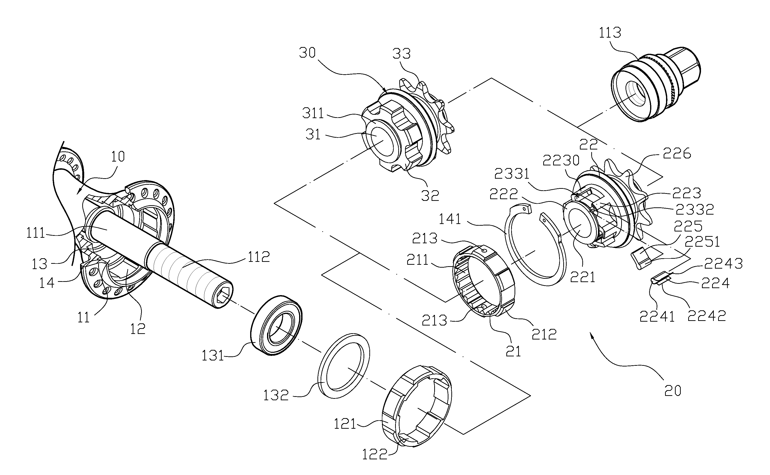 Driving apparatus for rear hub of bicycle