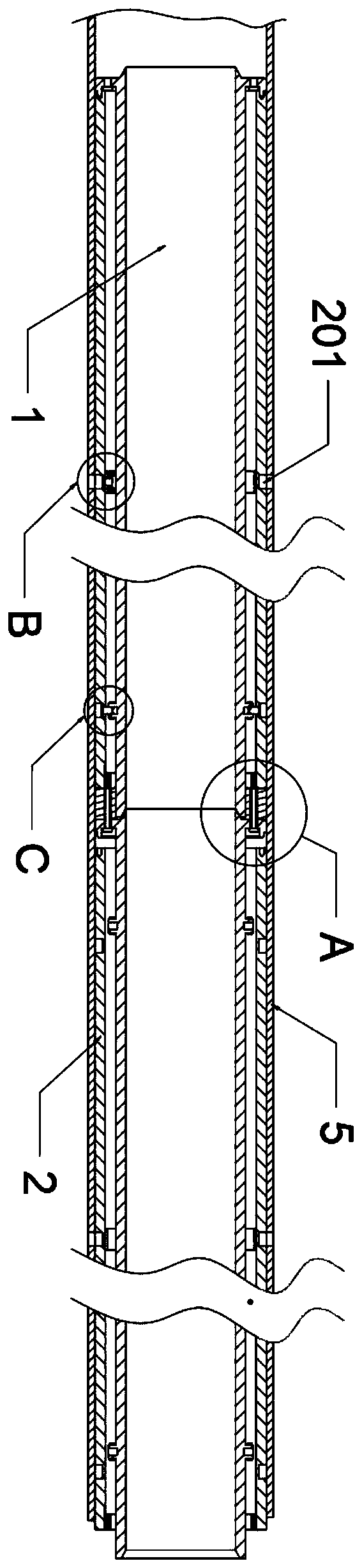 Multi-layer plastic tube structure with wear resistance and long service life