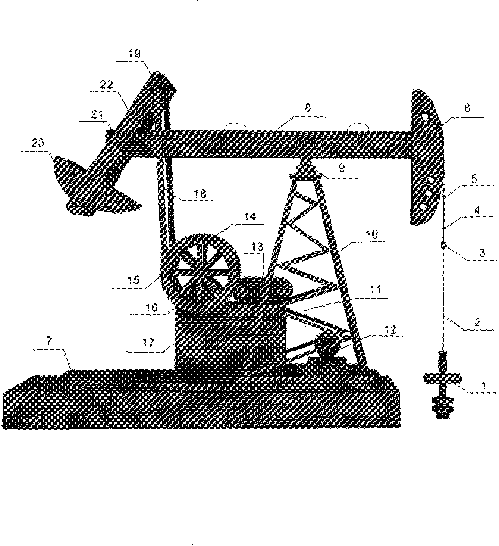 Walking beam oil pumping unit connected with single connecting rod structure on adjustable balance-type crank