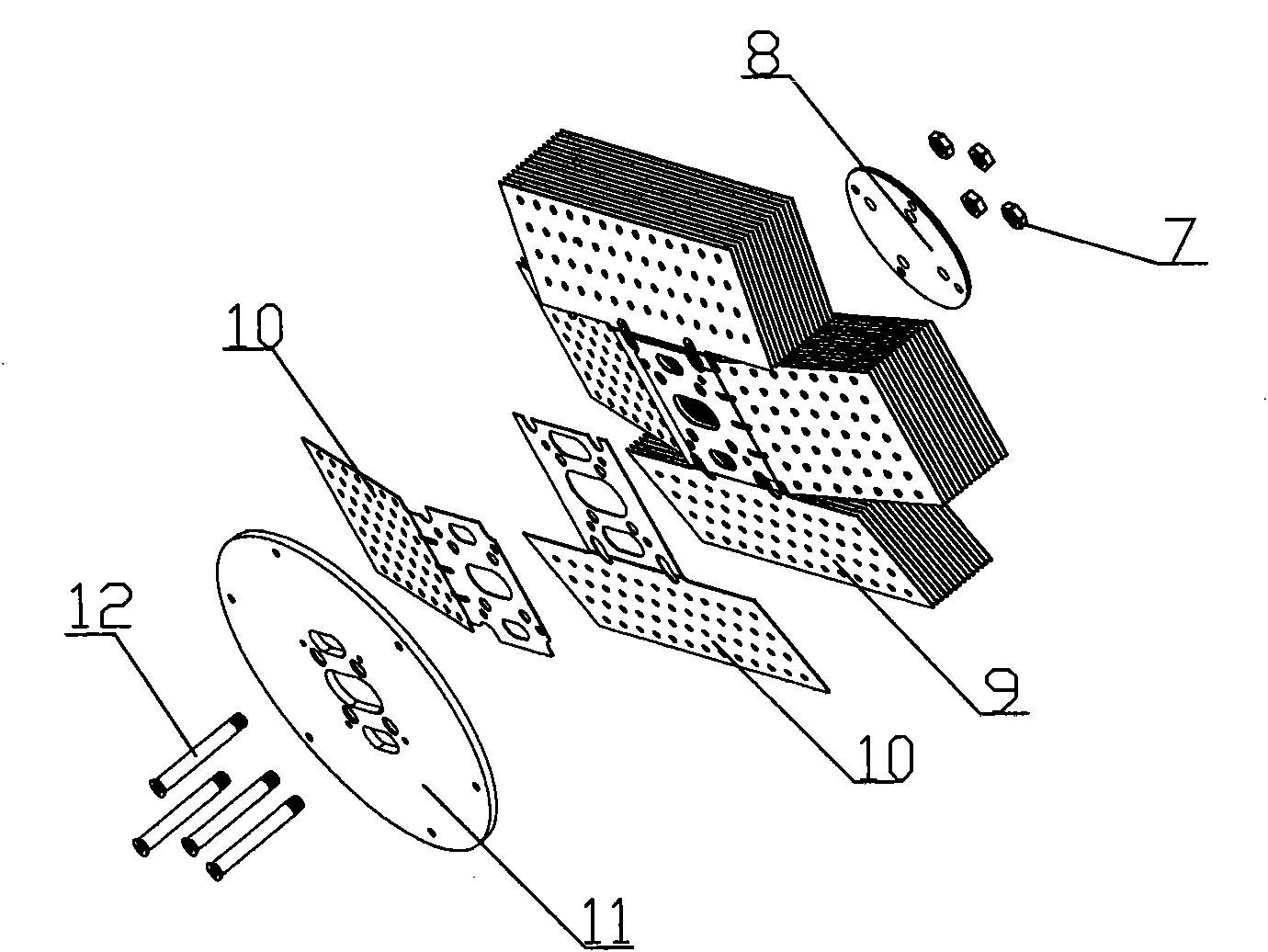 Large-power LED (light emitting diode) integrated light distribution and radiating device