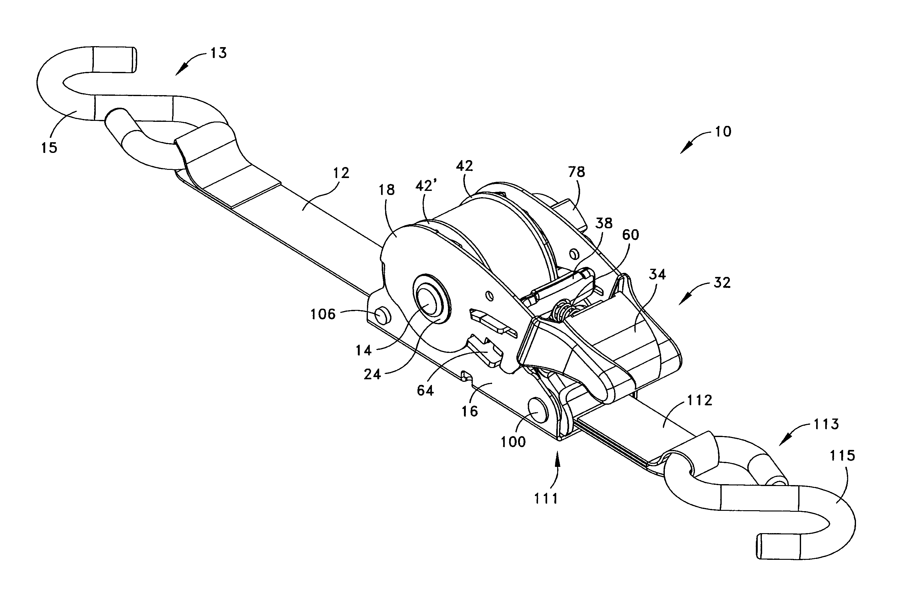 Retractable self-contained tie-down