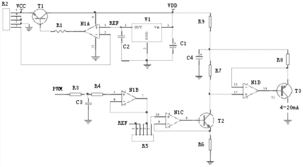 A 4‑20ma current conversion circuit