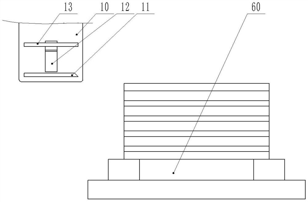 An automatic track-changing classification device and classification method according to the thickness of the plate