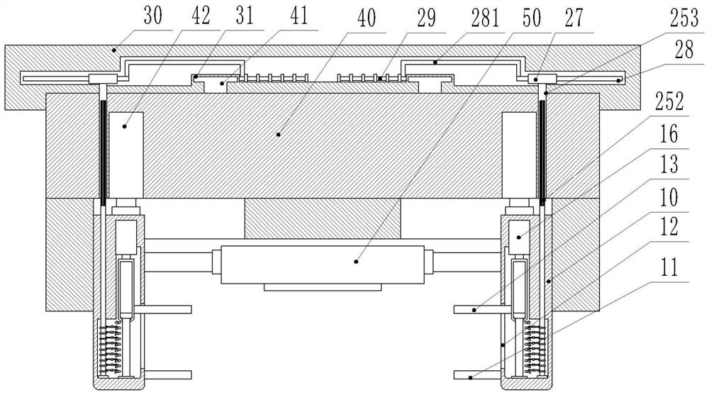 An automatic track-changing classification device and classification method according to the thickness of the plate