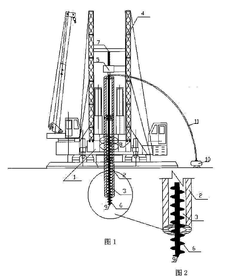 Static sunken pile construction technique for alternatively, sectionally and gradually spirally leading hole and statically sinking pile in pipe