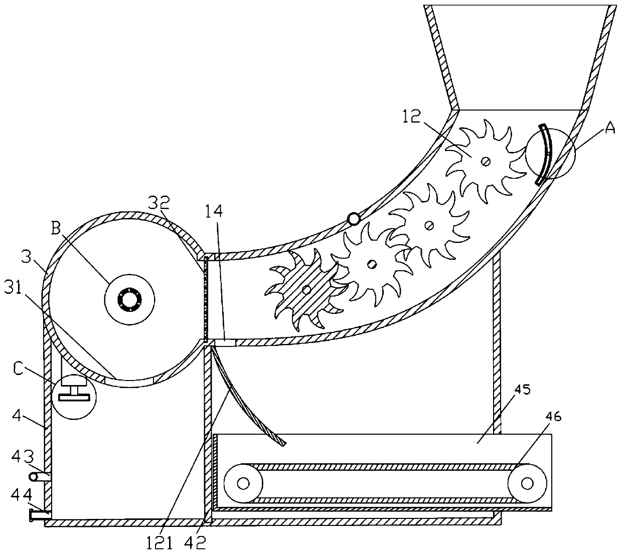 Automobile crushing device for recovering waste automobiles