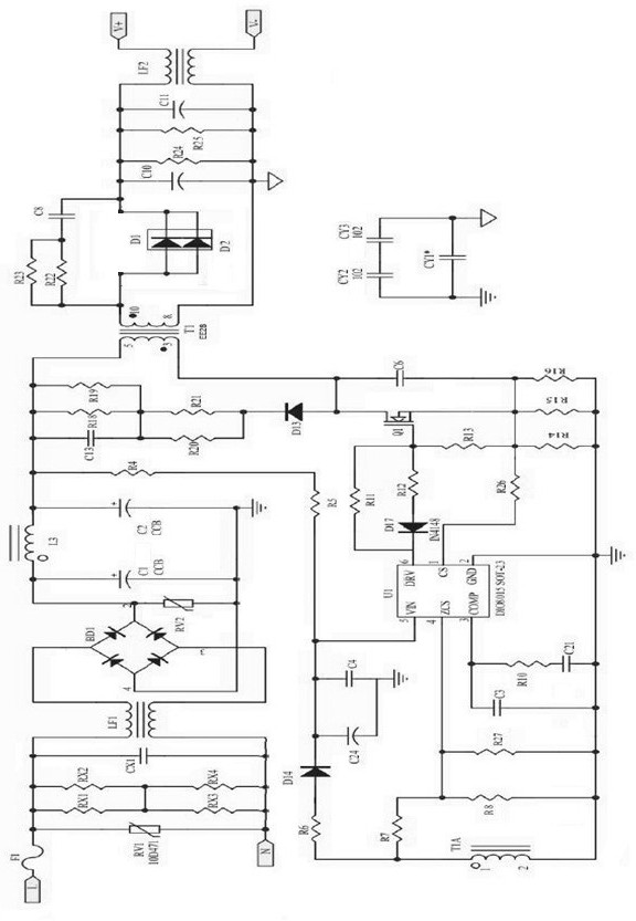 High pf low thd led drive switching power supply circuit