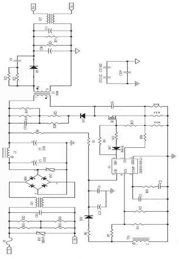 High pf low thd led drive switching power supply circuit