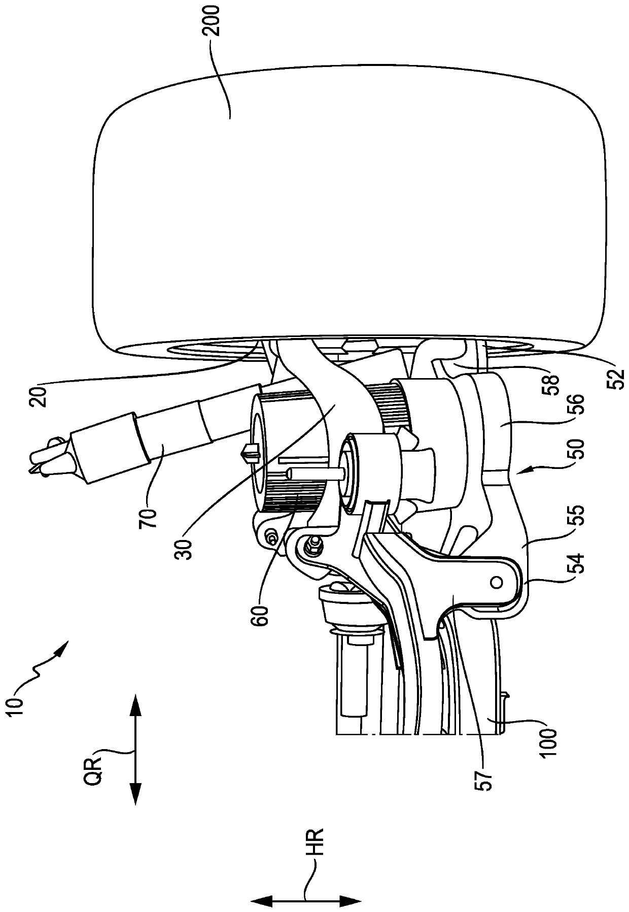 Axle device for connection of wheel to body of vehicle