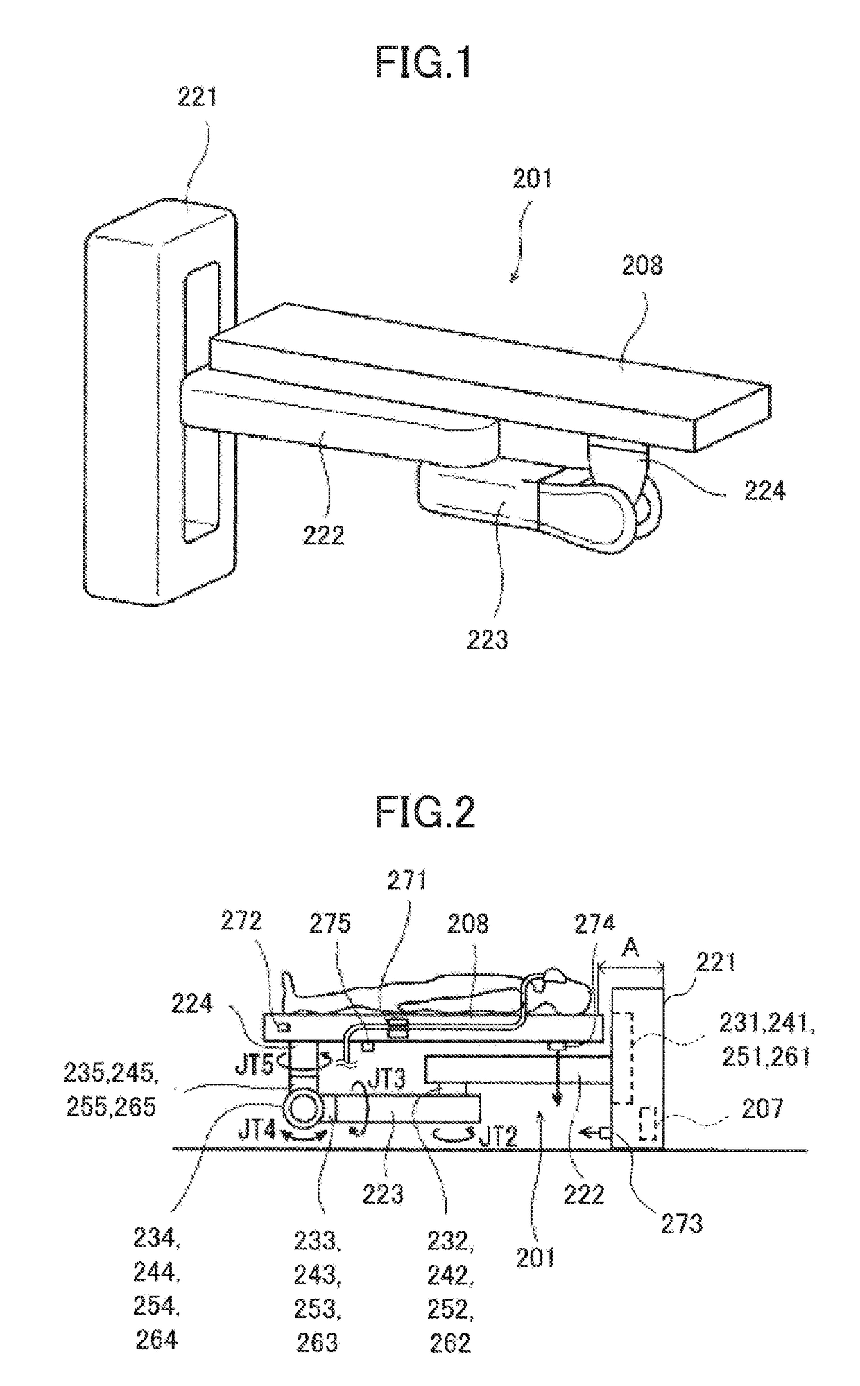 Medical system including medical imaging device and robotic bed