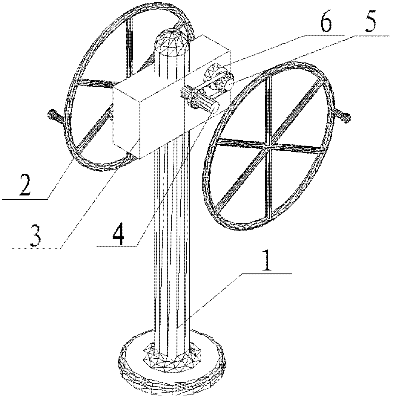 Device for generating electricity by utilizing double-person rotating big wheel