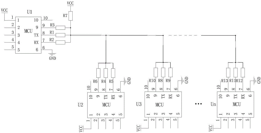 UART (universal asynchronous receiver/transmitter)-based master-slave multi-processor communication system and method
