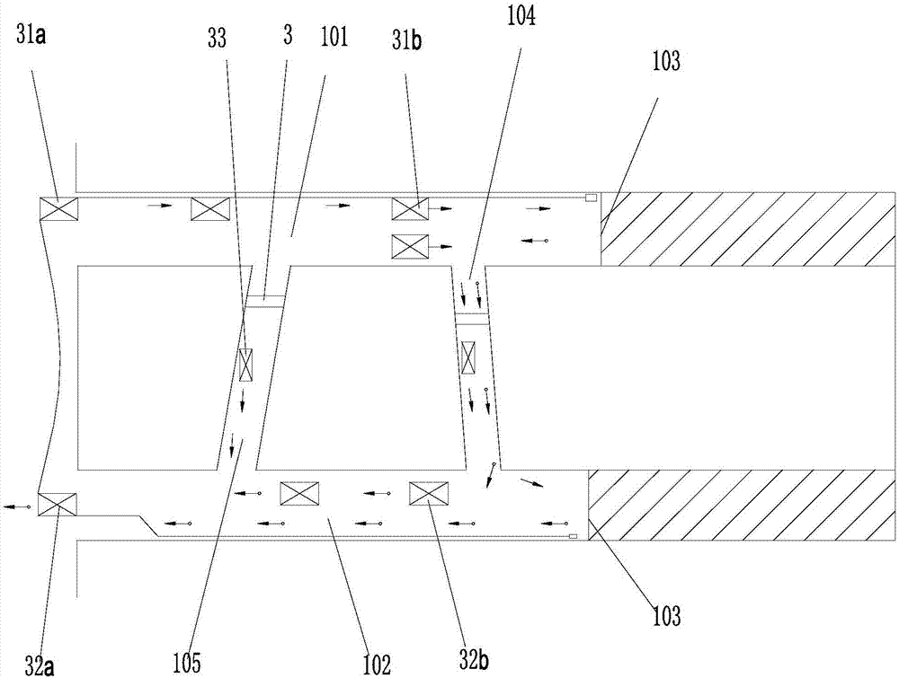 Double-hole road tunnel construction ventilating system