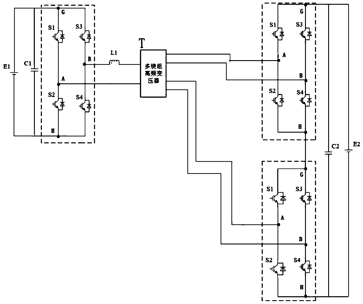 Bidirectional cascade-input cascade-output DC-DC transformation topological structure