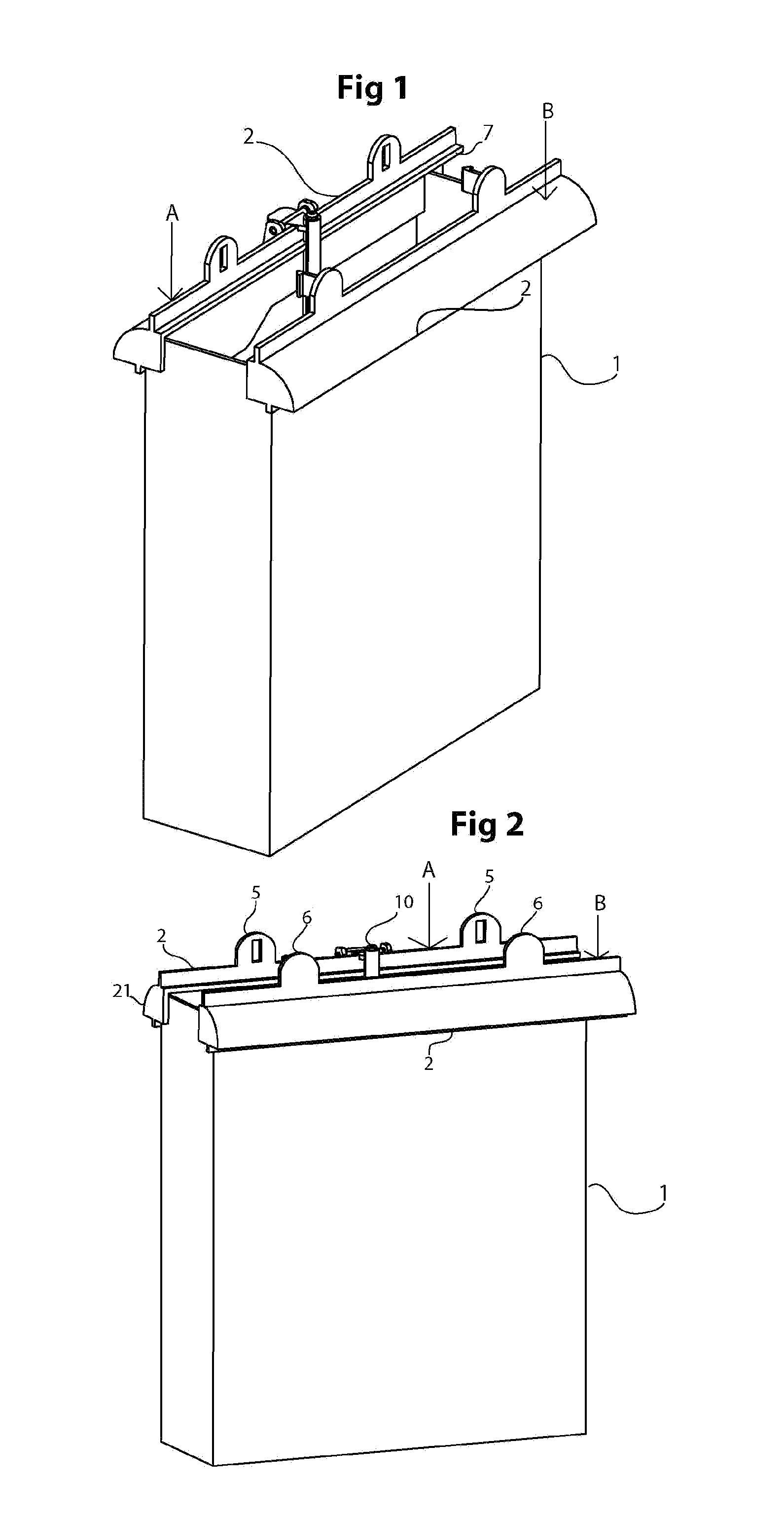 Box closure system, device and method with means to be attached and integrated into boxes