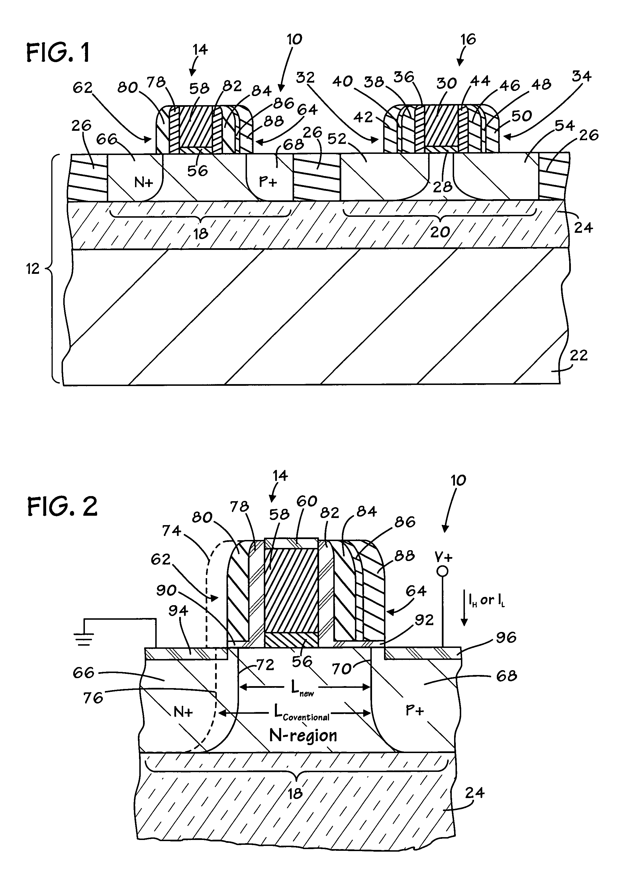 Lateral diode with multiple spacers