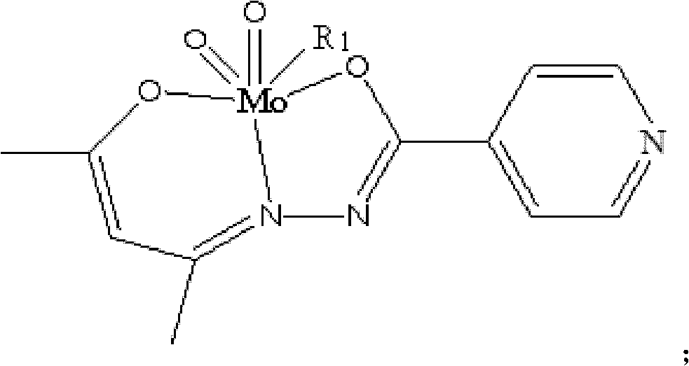 Acetylacetonate isoniazid molybdenum complex and preparation method thereof