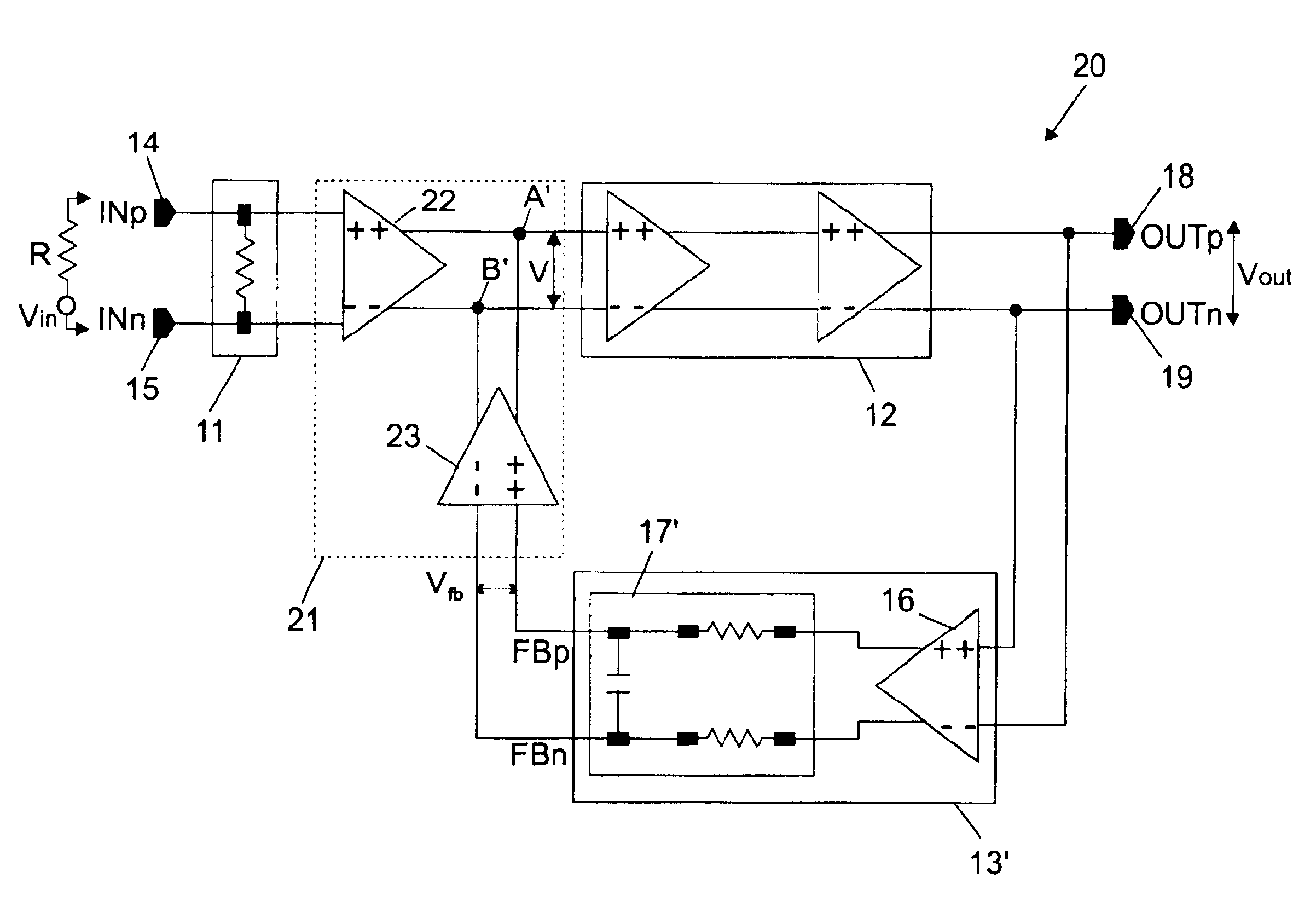 Differential amplifier with DC offset cancellation