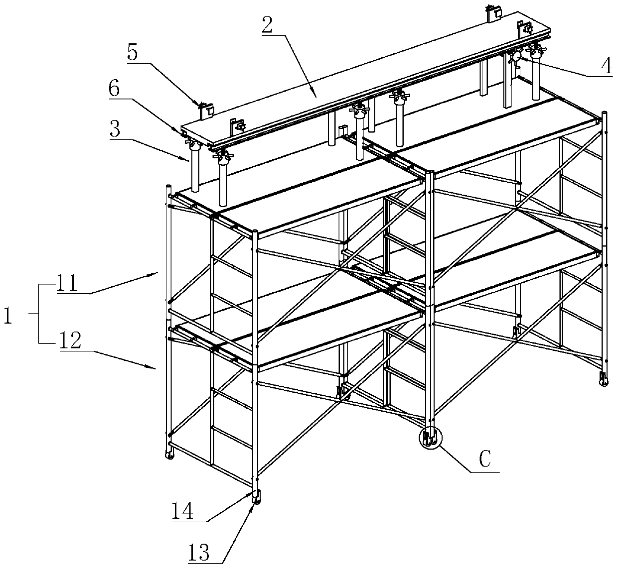 A floor beam installation bracket and its construction method