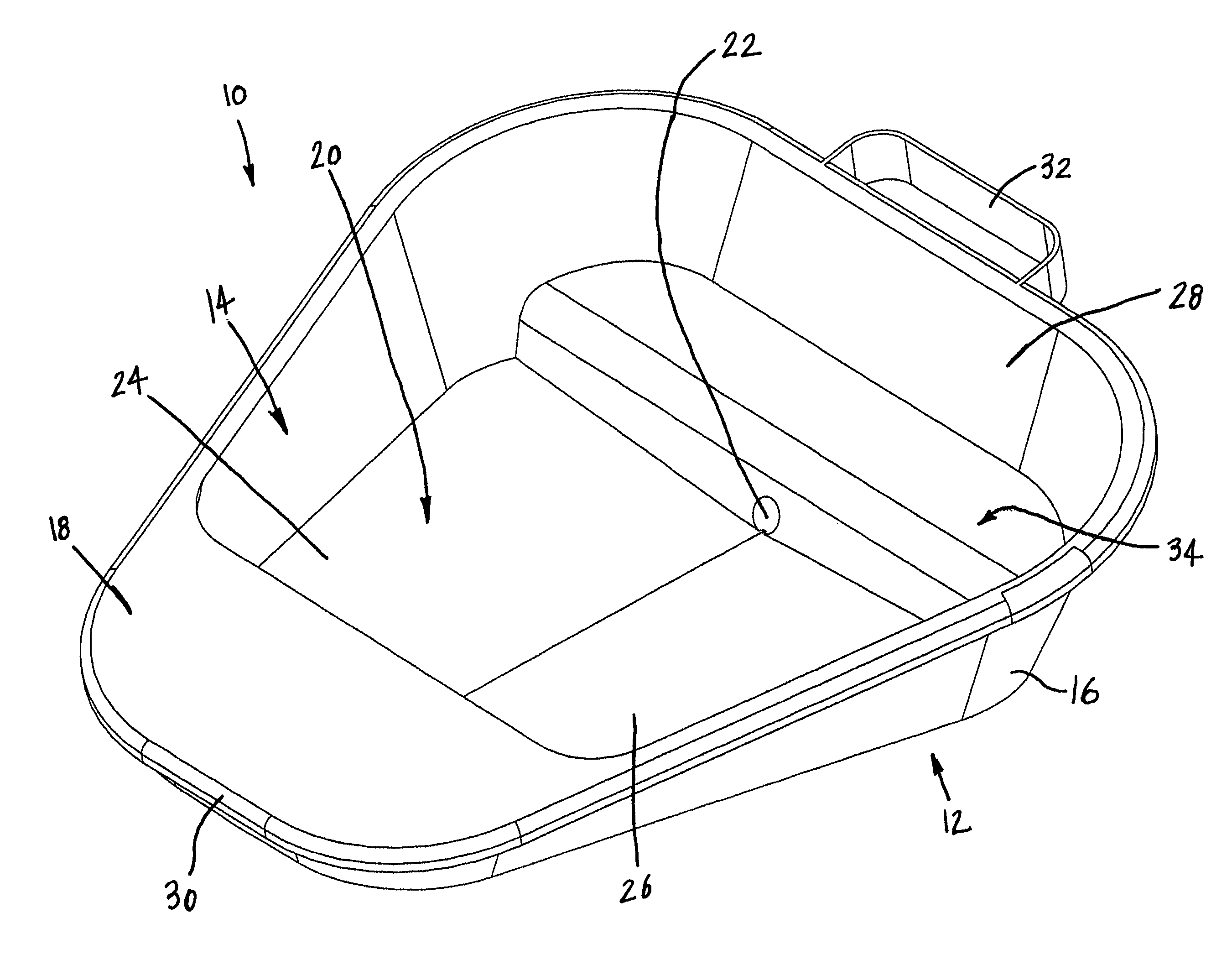 Bedpan having a tapered interior