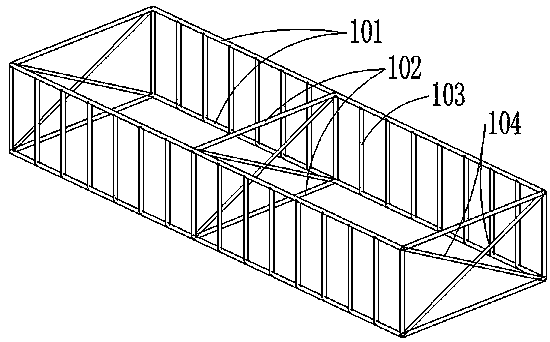 Prefabricated assembly type reinforced-frame template for post-cast belt of raft plate foundation and construction method thereof