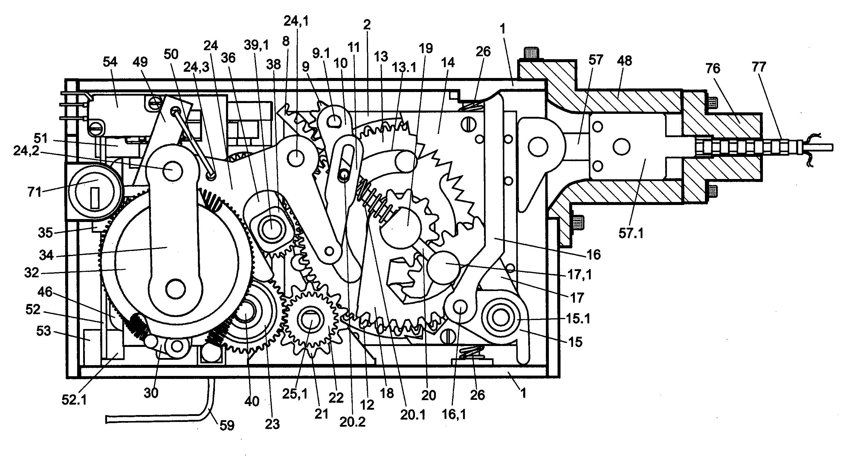Multifunctional locking device and servomotor with actuator which can be up wound up around an interchangeable reel