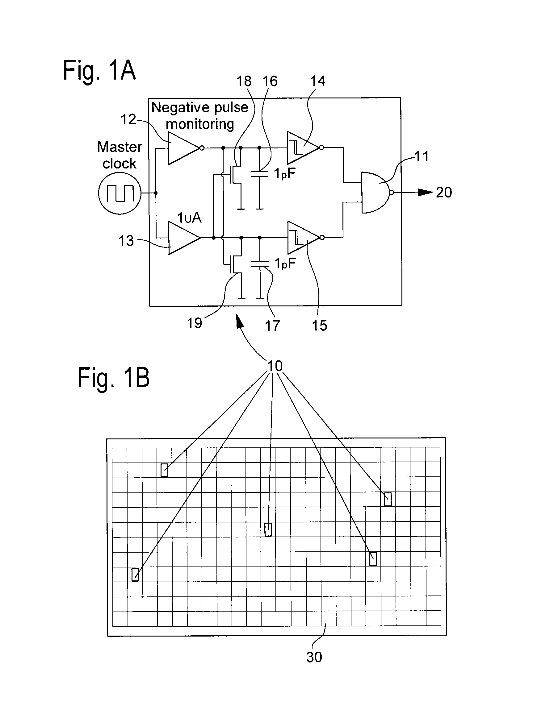 Integrated circuit with distributed clock tampering detectors