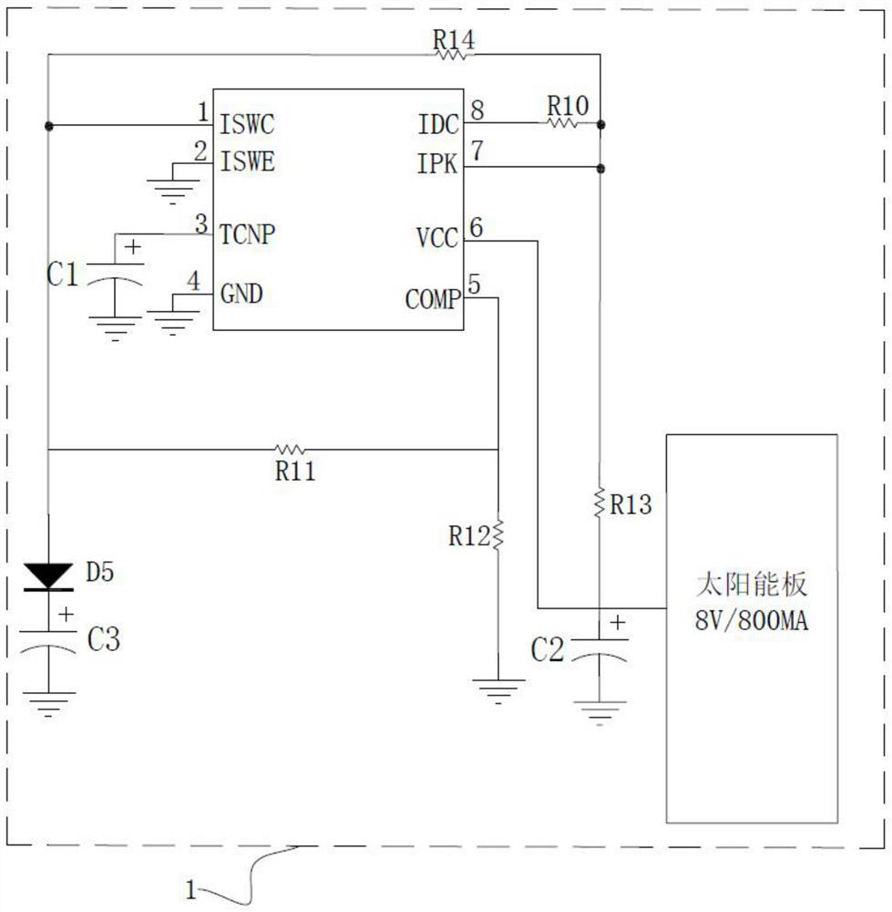 Hardware circuit of solar power supply and battery power supply dual system