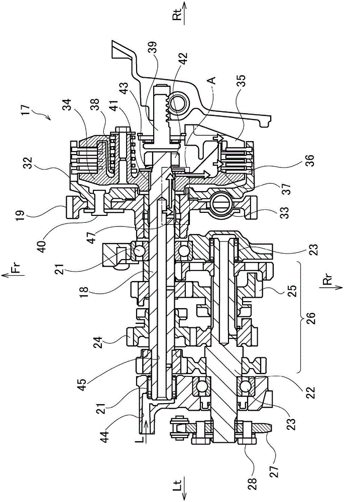 Lubricating structure used for clutch device of motorcycle