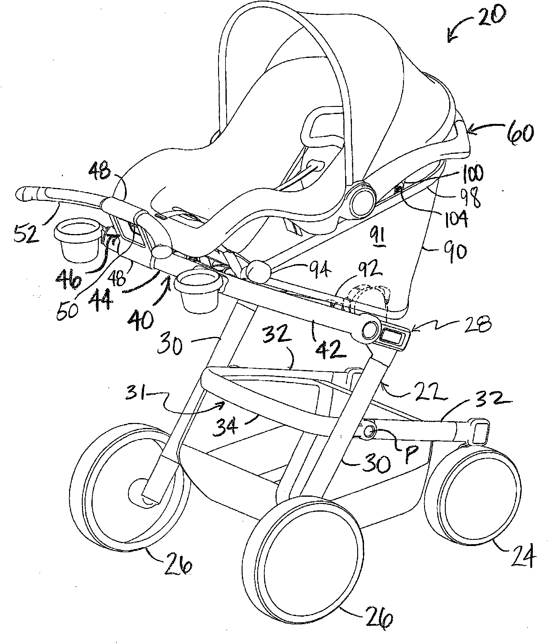 Stroller adapter for an infant car seat