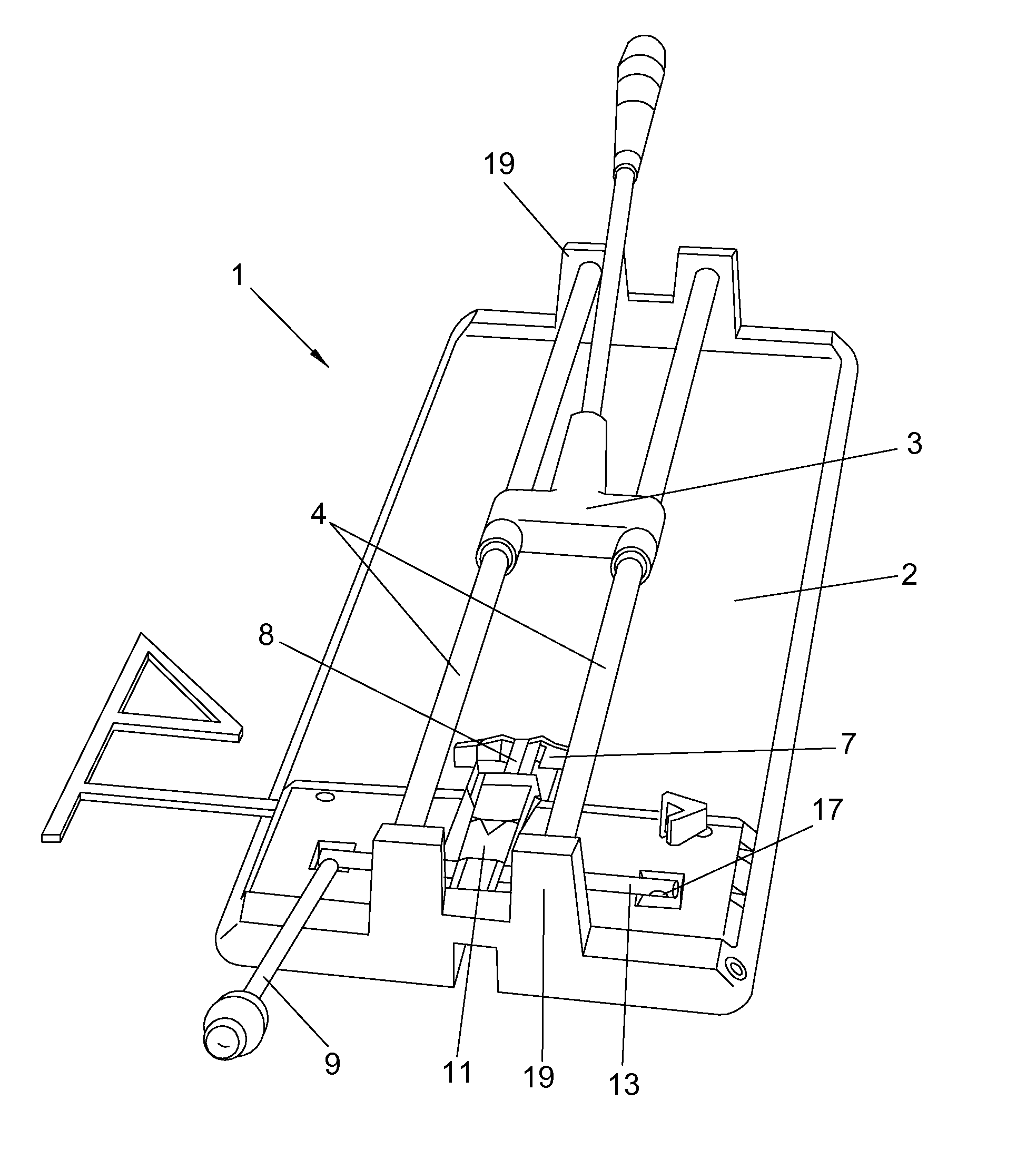 Single-point ambidextrous breakage system for ceramic cutting machines